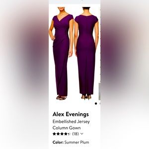 Alex Evenings Embellished Column Gown size 6, Plum Purple Mother of Bride dress
